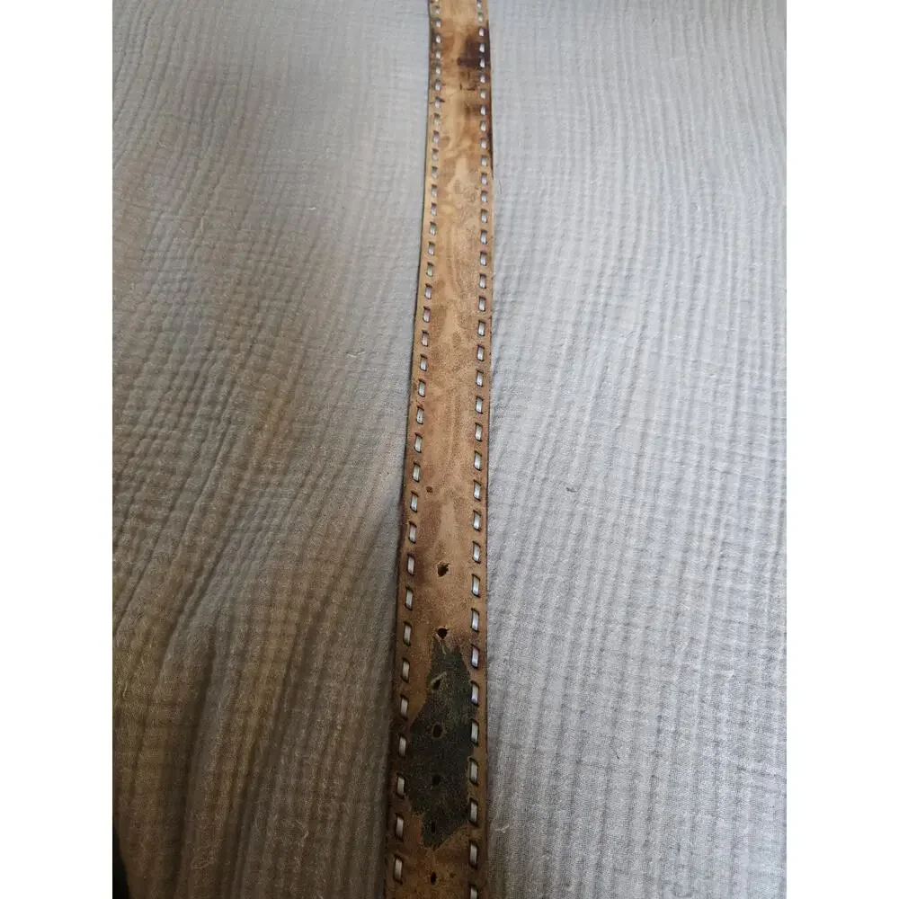 vintage TOOLED buckle belt LACED handcrafted 40 tapered ACORNS leather WESTERN